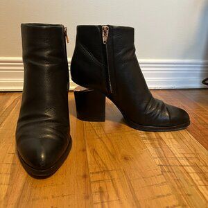 Alexander Wang Gabi Rose Gold Heel Cut Out Chunky Heel Zip Leather Ankle Boots